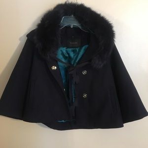 Beautiful Tahari Navy Coat with detachable hood